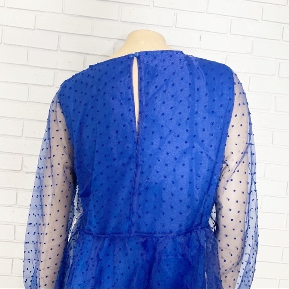 Vila Women’s Mazarine Blue Sheer Spot Smock Dress - Picture 8 of 16